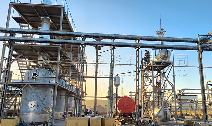 哈萨克斯坦重油蒸馏提炼柴油设备安装现场 重油精炼柴油设备