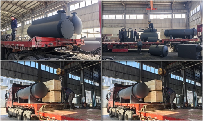 东盈塑料提炼燃油设备发货现场